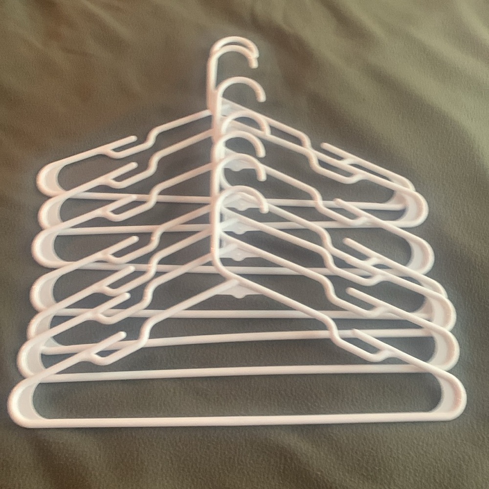 EUC white plastic tube hangers. Set of 15. Size approximately 16 1/2” x 9 3/4” - Picture 6 of 9